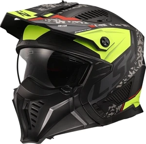 LS2 OF606 Drifter Devor Matt Black/Hi-Vis Yellow M Kask