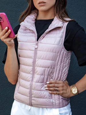 Women's quilted vest with stand-up collar STYLISHZ pink Dstreet