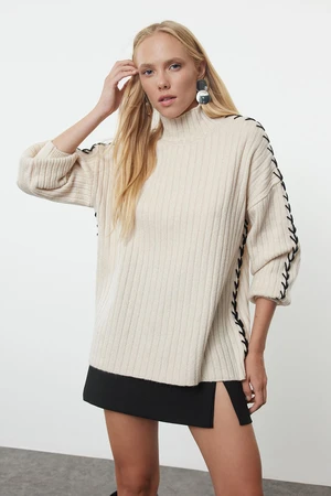 Trendyol Stone Stand Collar Knitwear Sweater