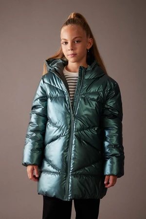 DEFACTO Girl Water Repellent Shiny Hooded Coat