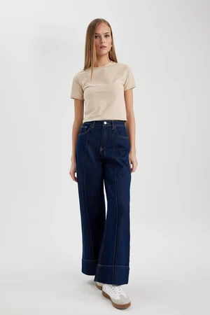 DEFACTO Wide Leg High Waist Wide Leg Crop Jeans