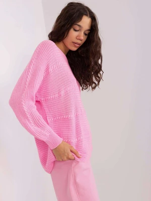 Classic pink sweater with a loose fit