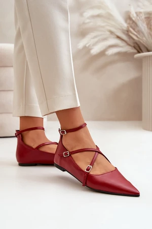 Women's Ballerinas With Pointed Toes And Intertwined Straps Burgundy Violra