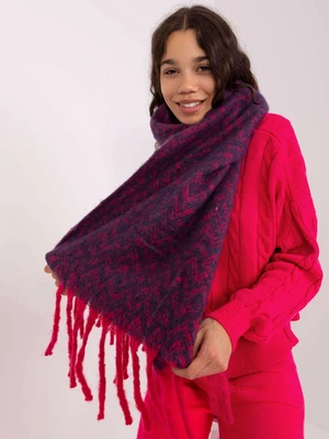 Navy blue and pink women's scarf with patterns