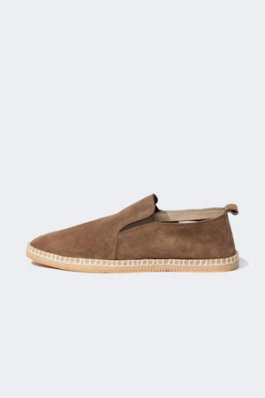 DEFACTO Men's Flat Sole Leather Suede Espadrille