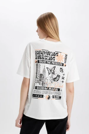 DEFACTO Oversize Fit Crew Neck Printed Short Sleeve T-Shirt