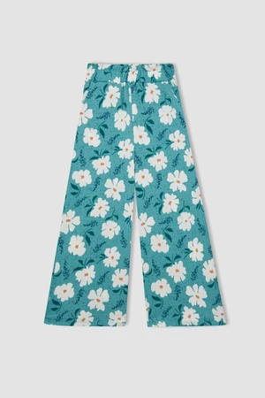 DEFACTO Girl's Wide Leg Floral Crepe Trousers