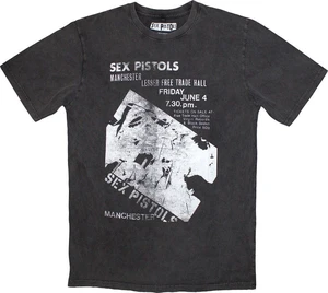 Sex Pistols Camiseta de manga corta Manchester Flyer Stone Wash Unisex Charcoal Grey M