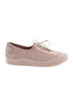 DGN 1031 Women's Lace-Up Casual Shoes Beige Nubuck