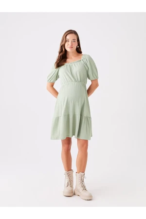 LC Waikiki U Neck Plain Short Sleeve Maternity Dress