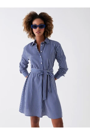 LC Waikiki Women's Striped Long Sleeve Poplin Shirt Dress