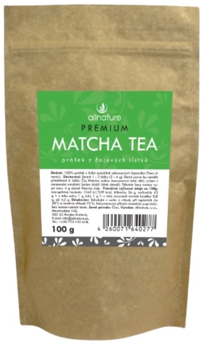 ALLNATURE Matcha tea Premium - prášok z čajových lístkov 100 g