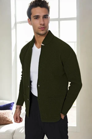 87095 Dewberry Mens Knitwear Cardigan-Khaki