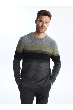 LC Waikiki Crew Neck Long Sleeve Color Block Men's Knitwear Sweater