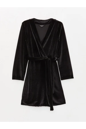 LC Waikiki Shawl Collar Plain Long Sleeve Velvet Women's Dressing Gown