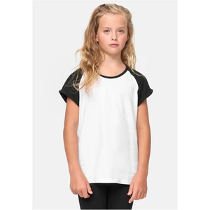 Girls' contrasting raglan T-shirt white/black