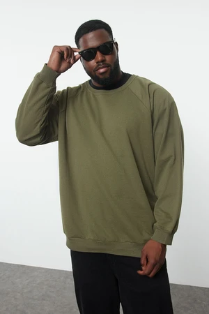 Trendyol Khaki Plus Size Oversize/Wide Cut Fleece Inside/Warm Sweatshirt