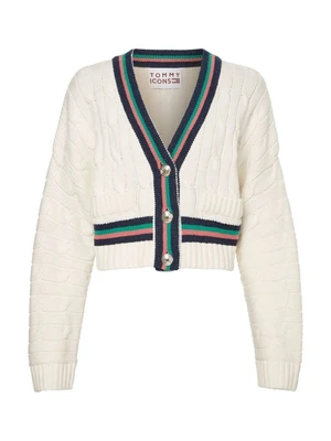 Tommy Hilfiger Cardigan - ICON CABLE V-NK CARDIGAN white