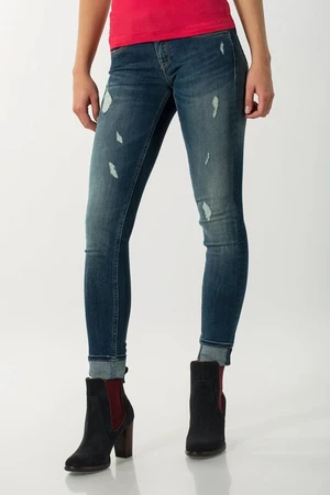 Tommy Jeans Rifle - TOMMY HILFIGER LOW RISE SKINNY SOPHIE DYASTD modré