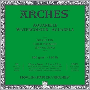 Arches Watercolour Cold Pressed Block Natural White 20 x 20 cm 300 g Skizzenbuch