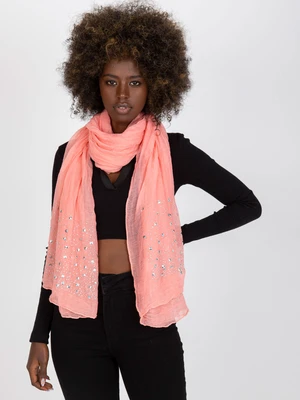 Peach scarf with decorative appliqué