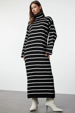 Trendyol Black Striped Fine Knit Dress