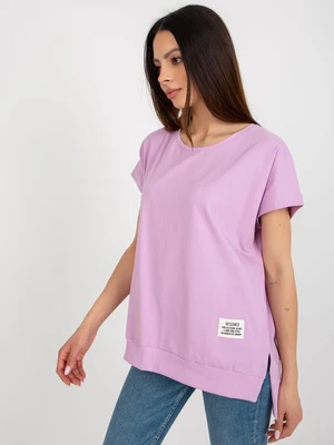 Light purple lady's oversize blouse with slits