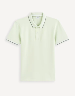 Mentolové pánske basic polo tričko Celio Decolrayeb