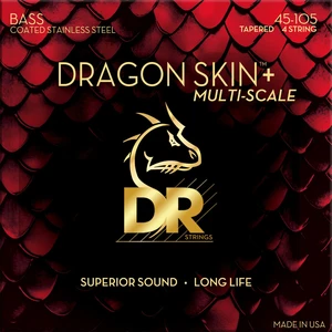 DR Strings Dragon Skin+ Coated Steel Medium 45-105 Tapered Multi-Scale Saiten für E-Bass