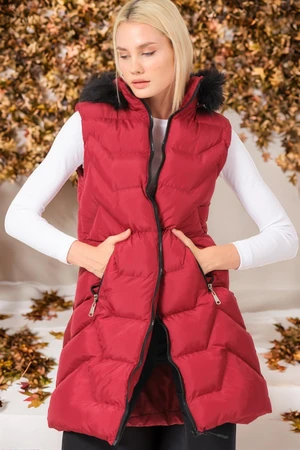 Z6761 DEWBERRY WOMEN'S VEST-PLAIN BURGUNDY