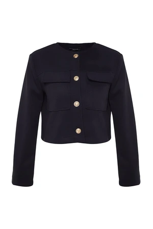 Trendyol Navy Blue Gold Button Detailed Stamped Jacket Coat