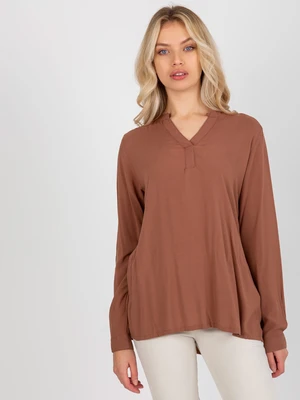 Brown women's blouse of loose cut made of viscose SUBLEVEL