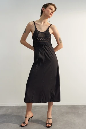 Trendyol Black Limited Edition Accessory Detailed Woven Dress