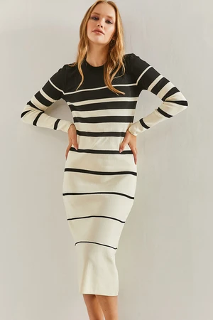 Bianco Lucci Women's Striped Long Knitwear Dress