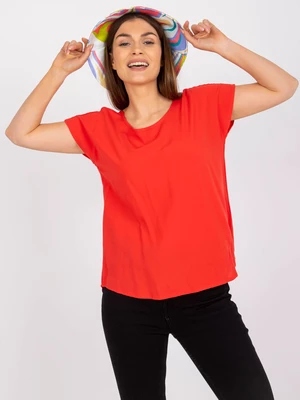 Red casual blouse with round neckline SUBLEVEL