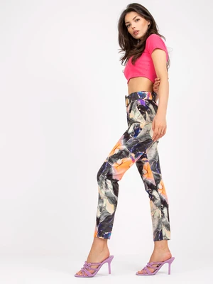 Black women's trousers made of printed fabric