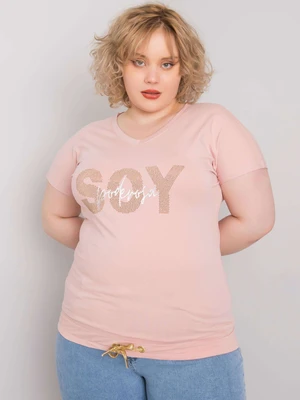 Dusty pink blouse plus size with ribbing