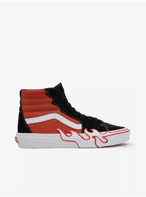 Orange and Black Mens Sneakers VANS SK8-Hi Flame - Men