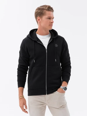 Ombre Unbuttoned men's HOODIE sweatshirt in a pleasant knit fabric - black