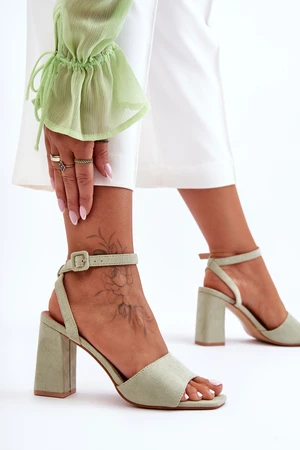 Suede heeled sandals green Harriet