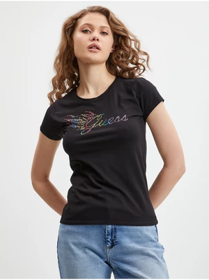 Black Women's T-Shirt Guess Flame - Women