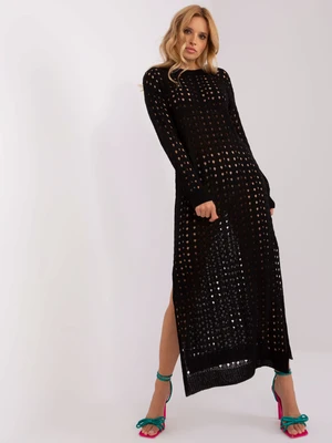 Black knitted beach dress with slits