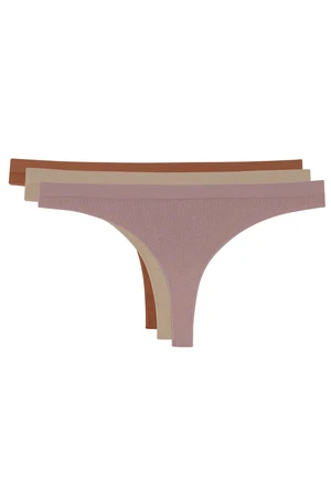 LOS OJOS 3 Pieces Ribbed Seamless Thong Panties