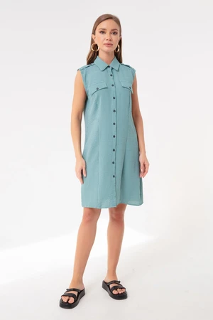 Lafaba Women's Turquoise Striped Mini Shirt Dress