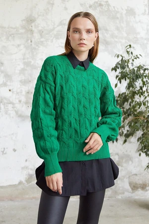 InStyle Short, Knitted Sweater - Green