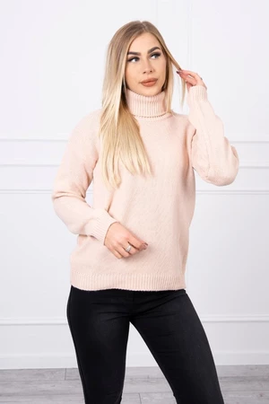 Sweater with turtleneck powder pink