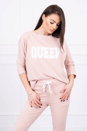 Set with Queen print dark powder pink