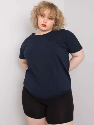 Dark blue cotton blouse plus size