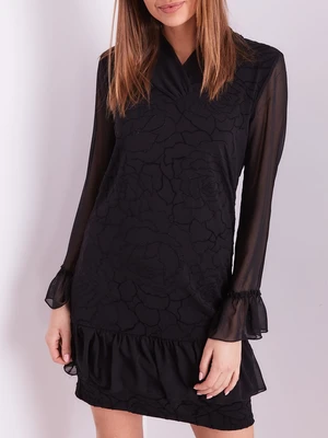 Black dress with a delicate floral pattern