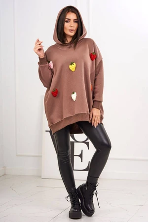 Insulated sweatshirt with strawberry mocha motif